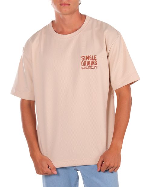 Camiseta oversize fit Orange beige con textura para hombre