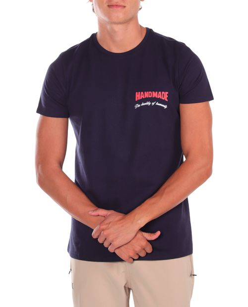 Camiseta Orange navy estampado "Handmade" para hombre