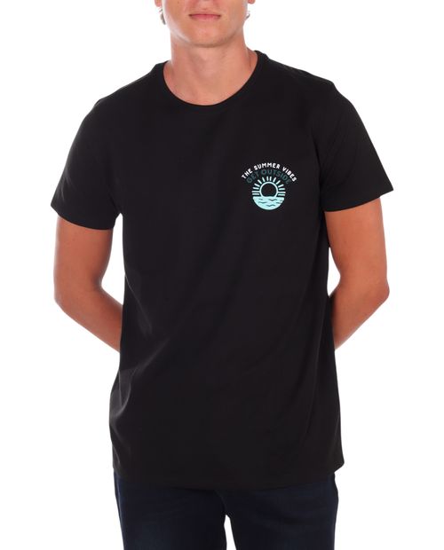 Camiseta Orange negra estampada "The summer vibes" para hombre