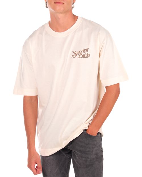 Camiseta oversize fit Orange ivory estampada "Service suits" para hombre