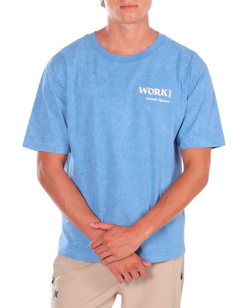 Camiseta oversized Orange celeste con estampado "Workshop" para hombre