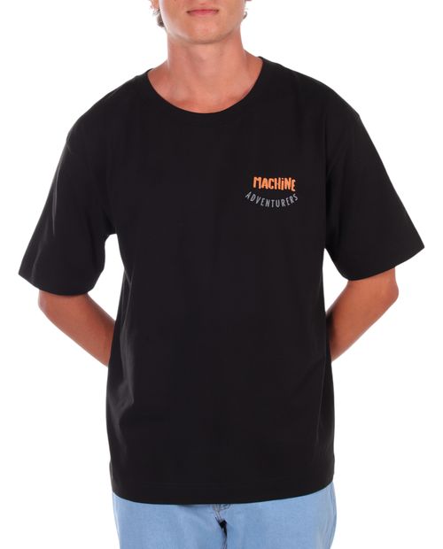 Camiseta oversized Orange negra con estampado "Machine for Construction" para hombre