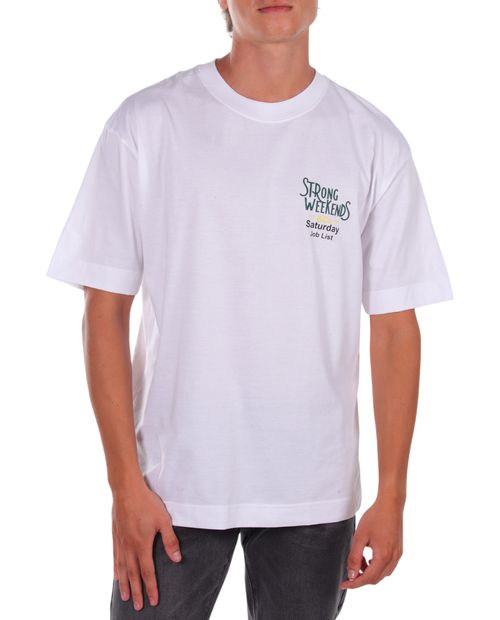 Camiseta oversized Orange blanca con estampado "Job List" para hombre