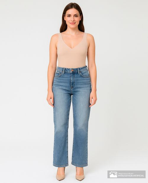 Jeans YMI wide leg celeste de cintura alta para mujer