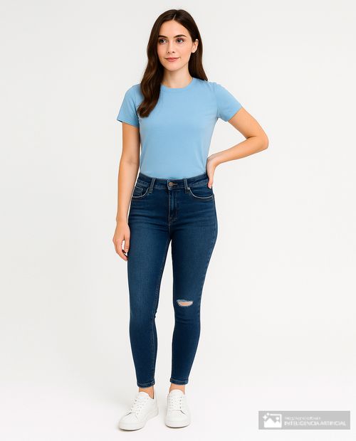 Jeans Stefany Moda skinny azul de cintura alta para mujer