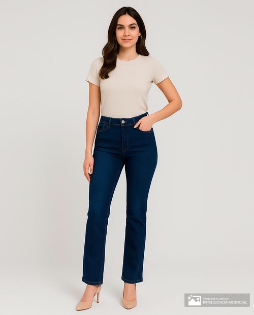 Jeans Stefany Moda straight azul de cintura alta para mujer