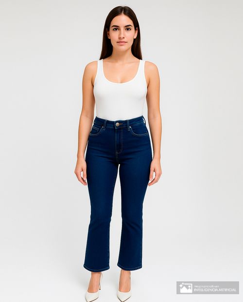 Jeans Stefany Moda flare azul de cintura alta para mujer