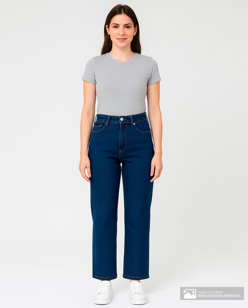 Jeans Stefany Moda straight azul de cintura alta para mujer