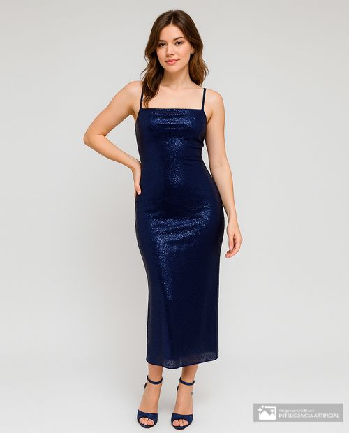 Vestido bebe midi azul de tirantes para mujer
