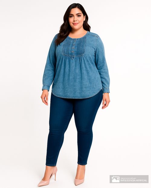 Blusa Sabrina casual teñida manga larga para mujer