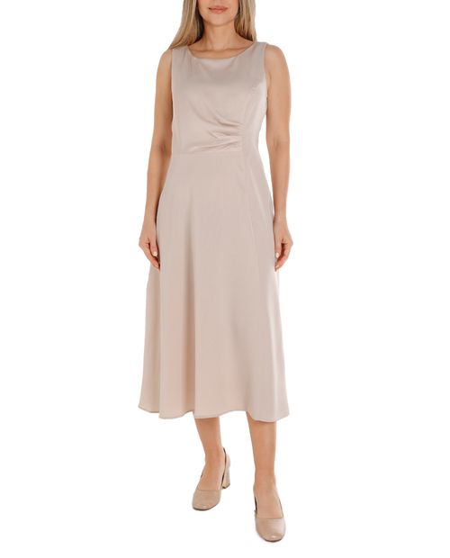 Vestido Connected Apparel midi beige sin mangas para mujer