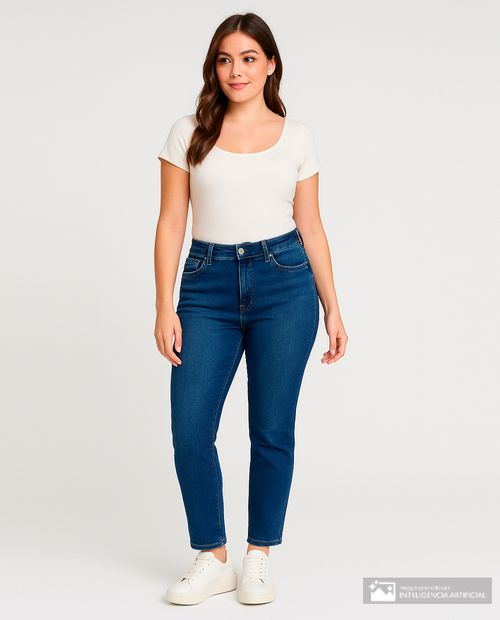 Jeans Nicolle slim azul de cintura alta para mujer