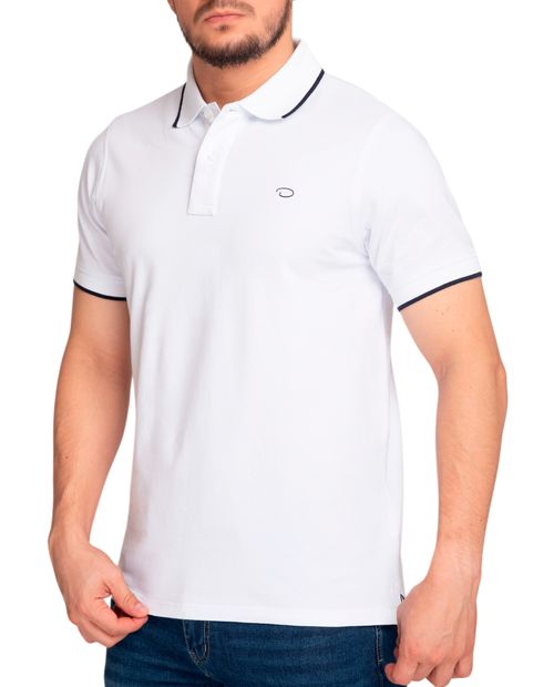Camisa polo Oscar de la Renta blanca ringer para hombre