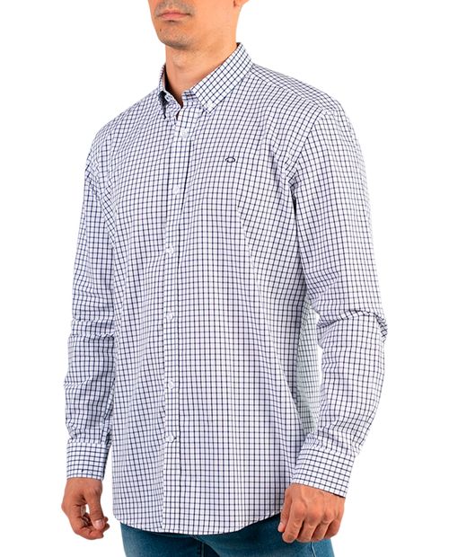 Camisa casual Oscar de la Renta regular fit azul cuadriculado para hombre