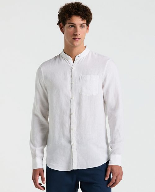 Camisa casual Penguin blanca lino para hombre