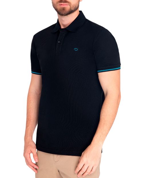 Polo negro texturizado de corte regular de Oscar de la Renta para hombre