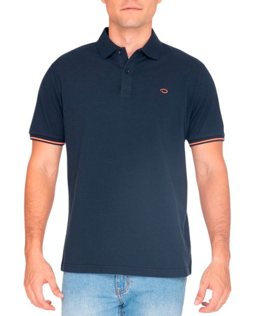 Camisa polo Oscar de la Renta regular fit azul navy texturizada para hombre