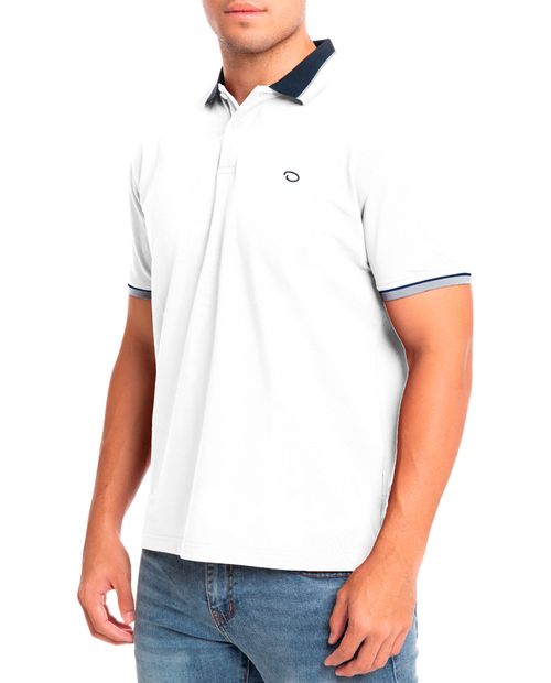 Camisa polo Oscar de la Renta blanca sólida para hombre