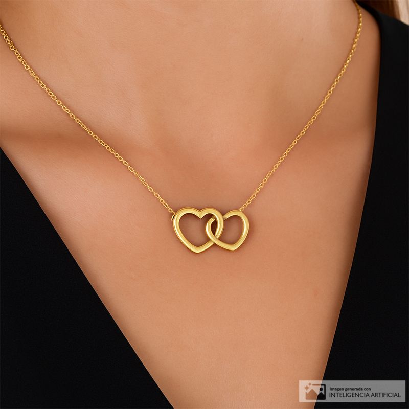 104834955-Collar-con-dije-de-corazones-de-plata-en-baño-de-oro-1mm-18--para-mujer