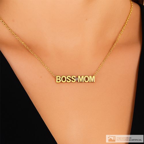 Collar con dije de brass en baño de oro 2mm-16" para mujer