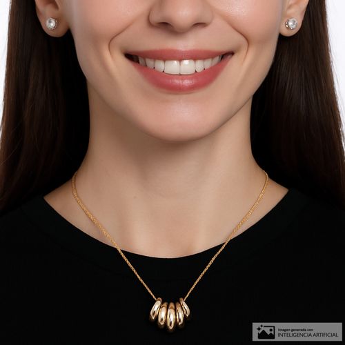 Set de aretes y collar de brass en baño de oro 2mm-16" para mujer