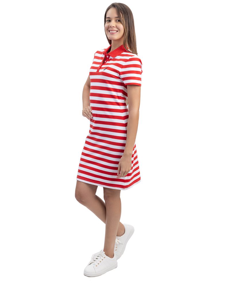 Vestido Nautica  tipo polo rayado manga corta para mujer-1748879070790