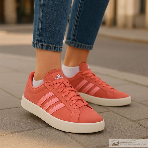 Zapato casual Adidas VL Court color rojo para mujer