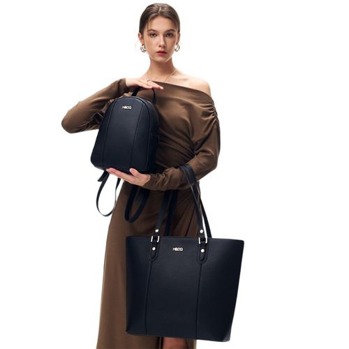 Duo de cartera tote y mochila H&Co negro para mujer
