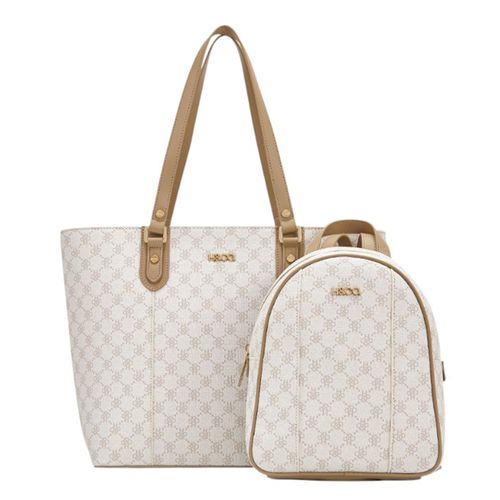 Duo de cartera tote y mochila H&Co beige para mujer