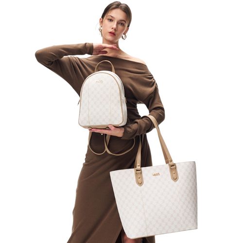Duo de cartera tote y mochila H&Co beige para mujer