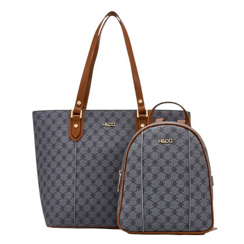 Duo de cartera tote y mochila H&Co negro para mujer