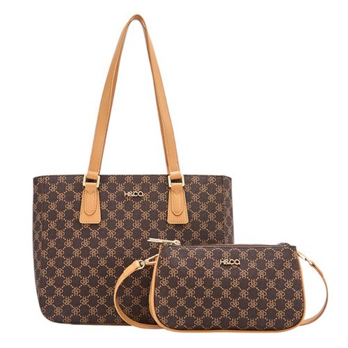 Duo de cartera tote y satchel H&Co café para mujer