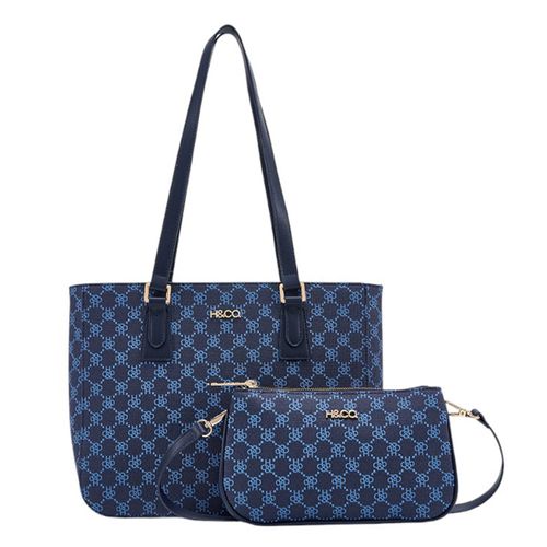 Duo de cartera tote y satchel H&Co azul para mujer