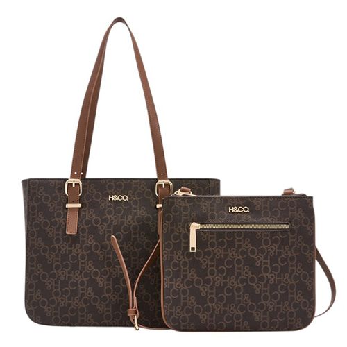 Duo de cartera tote y crossbody H&Co café para mujer