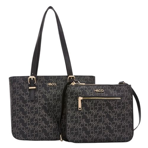 Duo de cartera tote y crossbody H&Co negro para mujer