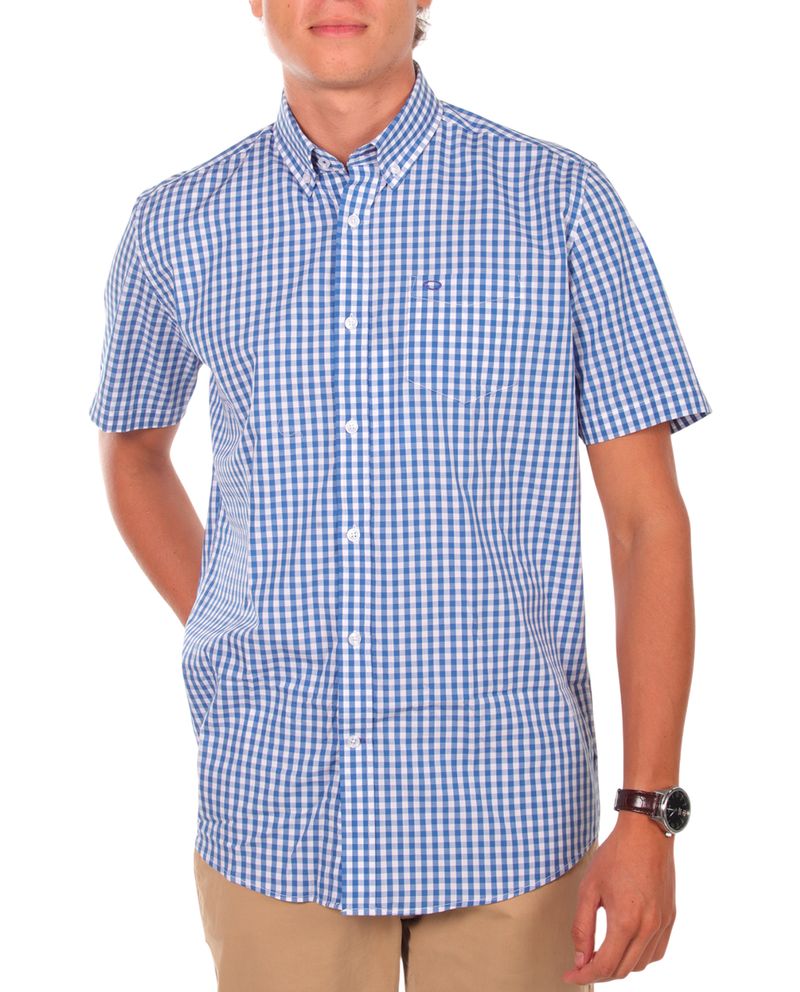 104923419-Camisa-casual-Oscar-de-la-Renta-azul-cuadriculada-para-hombre