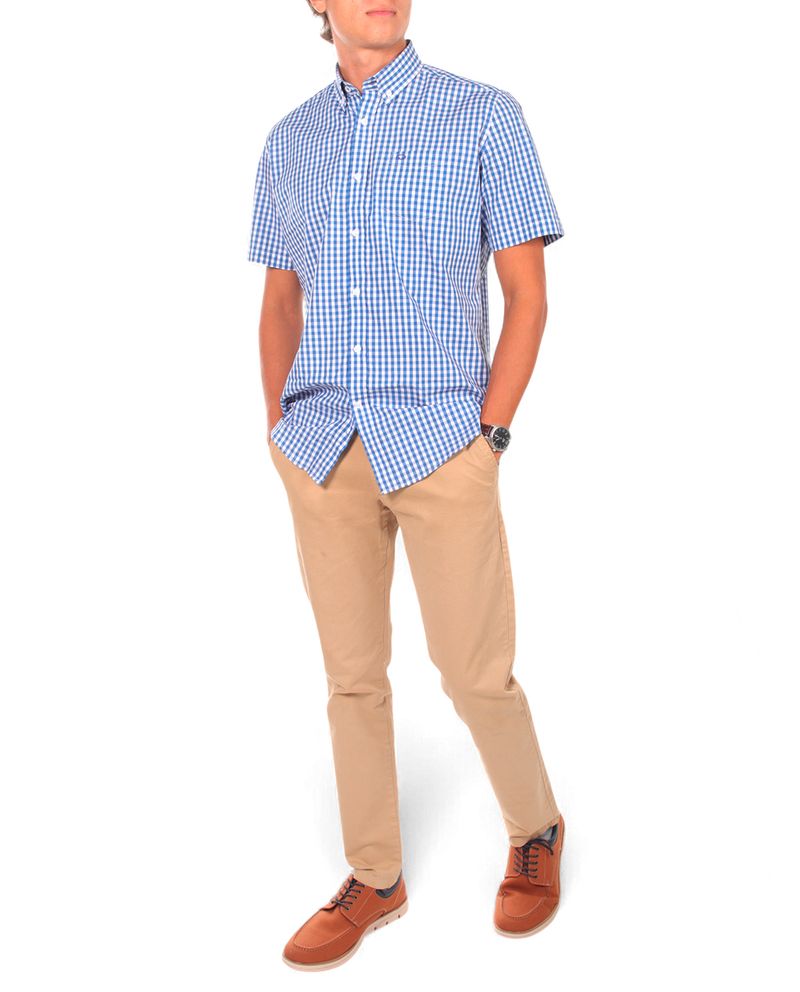 104923419-Camisa-casual-Oscar-de-la-Renta-azul-cuadriculada-para-hombre