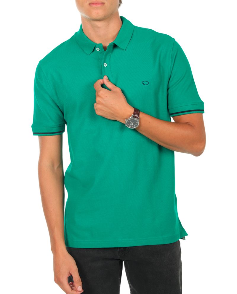 104844498-Camisa-polo-basica-Oscar-de-la-Renta-verde-solida-para-hombre