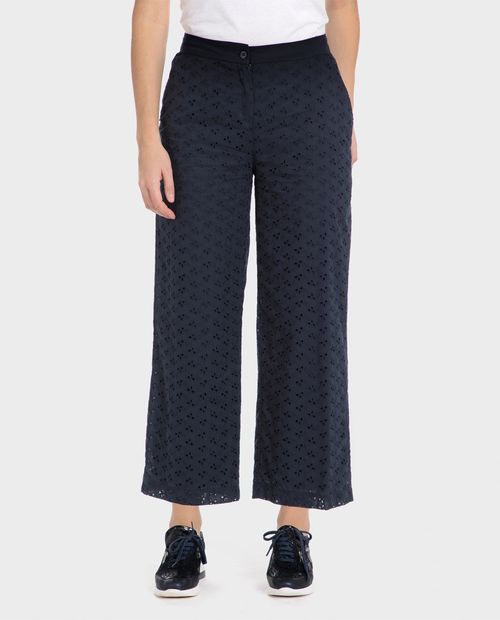 Pantalón Punt Roma wide leg azul de cintura alta para mujer