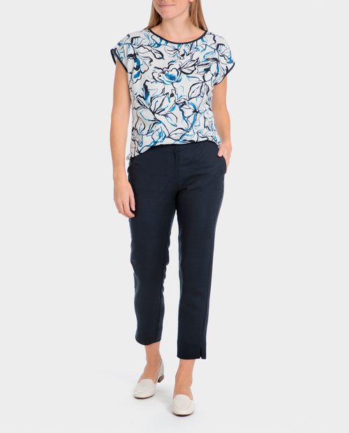 Pantalón Punt Roma capri azul de cintura media para mujer