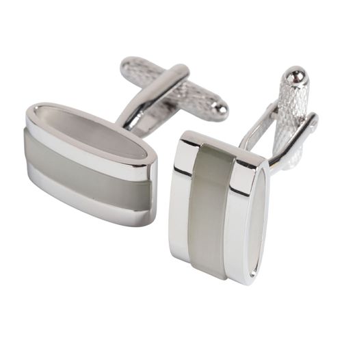 Set de mancuernillas y broche Perry Ellis plateados para hombre