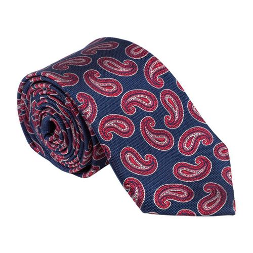 Corbata de seda Unexpected regular fit azul navy con estampado cachemira para hombre