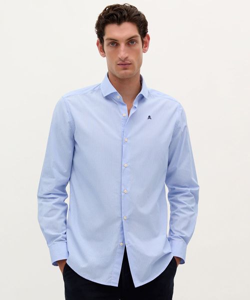 Camisa regular fit Scalpers azul rayada para hombre