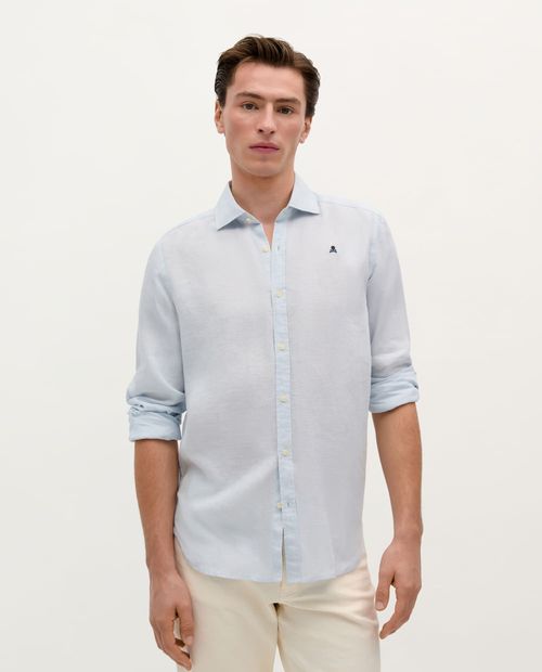 Camisa de lino Scalpers celeste heather para hombre