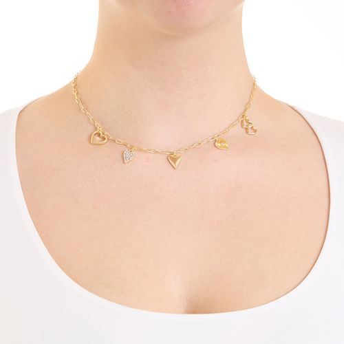 Collar con charms de brass con baño de oro 2mm-18" para mujer