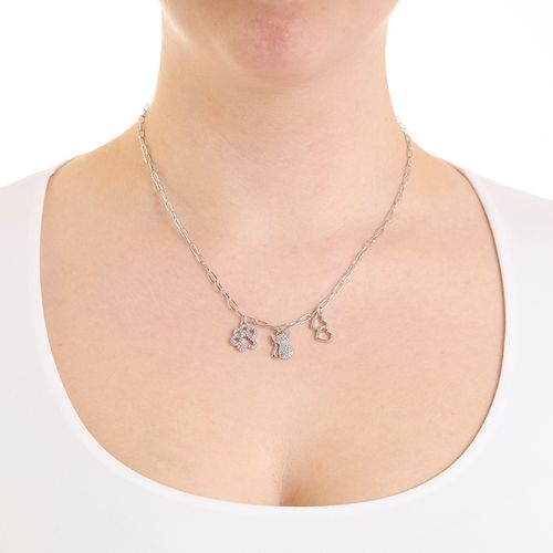 Collar con charms de brass plateado 2mm-18" para mujer