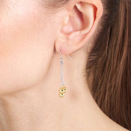 Aretes largos de brass bicolor para mujer