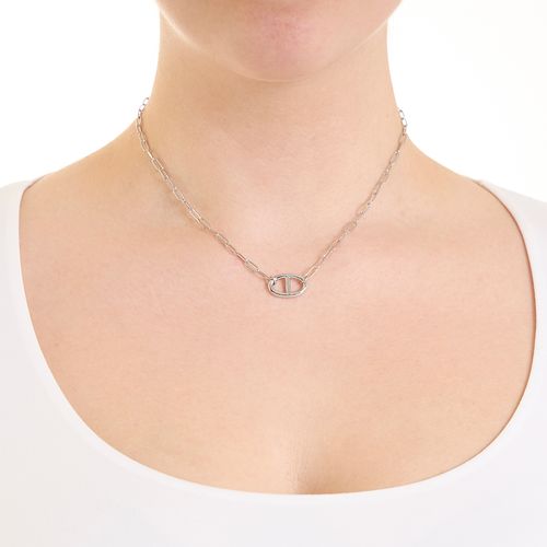 Collar con dije de brass plateado 5cm-12" para mujer