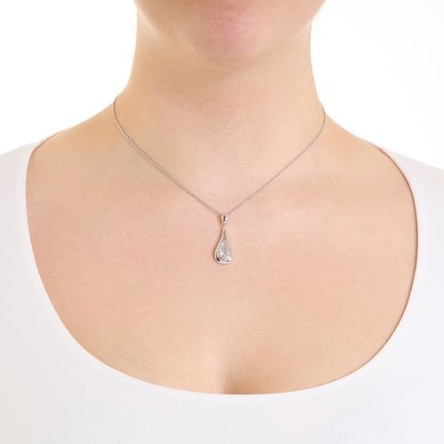 Collar con dije de gota de brass plateado 2mm-16" para mujer
