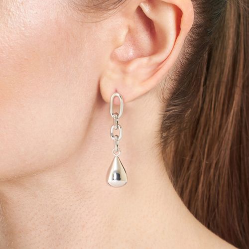 Aretes largos de brass plateados para mujer